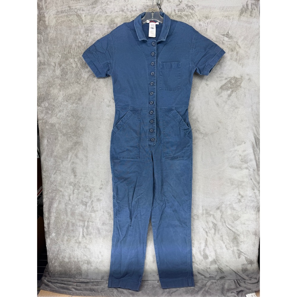Topo Designs Jumpsuit Womens Small Blue Organic Cotton Short Sleeve Coverall S